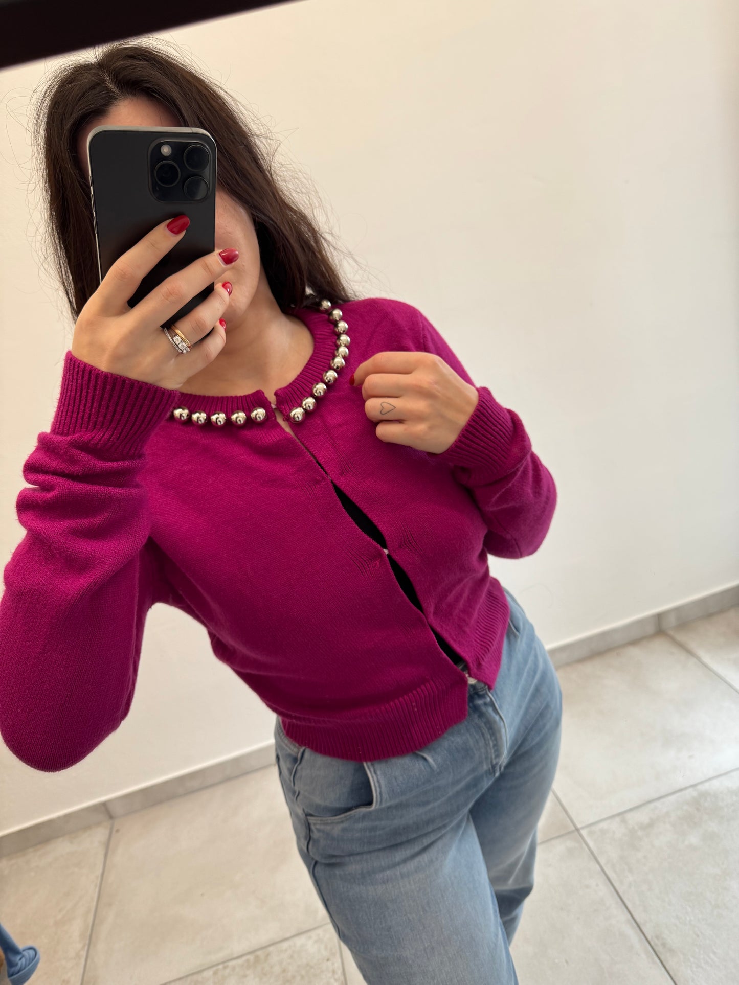 Cardigan corto perle