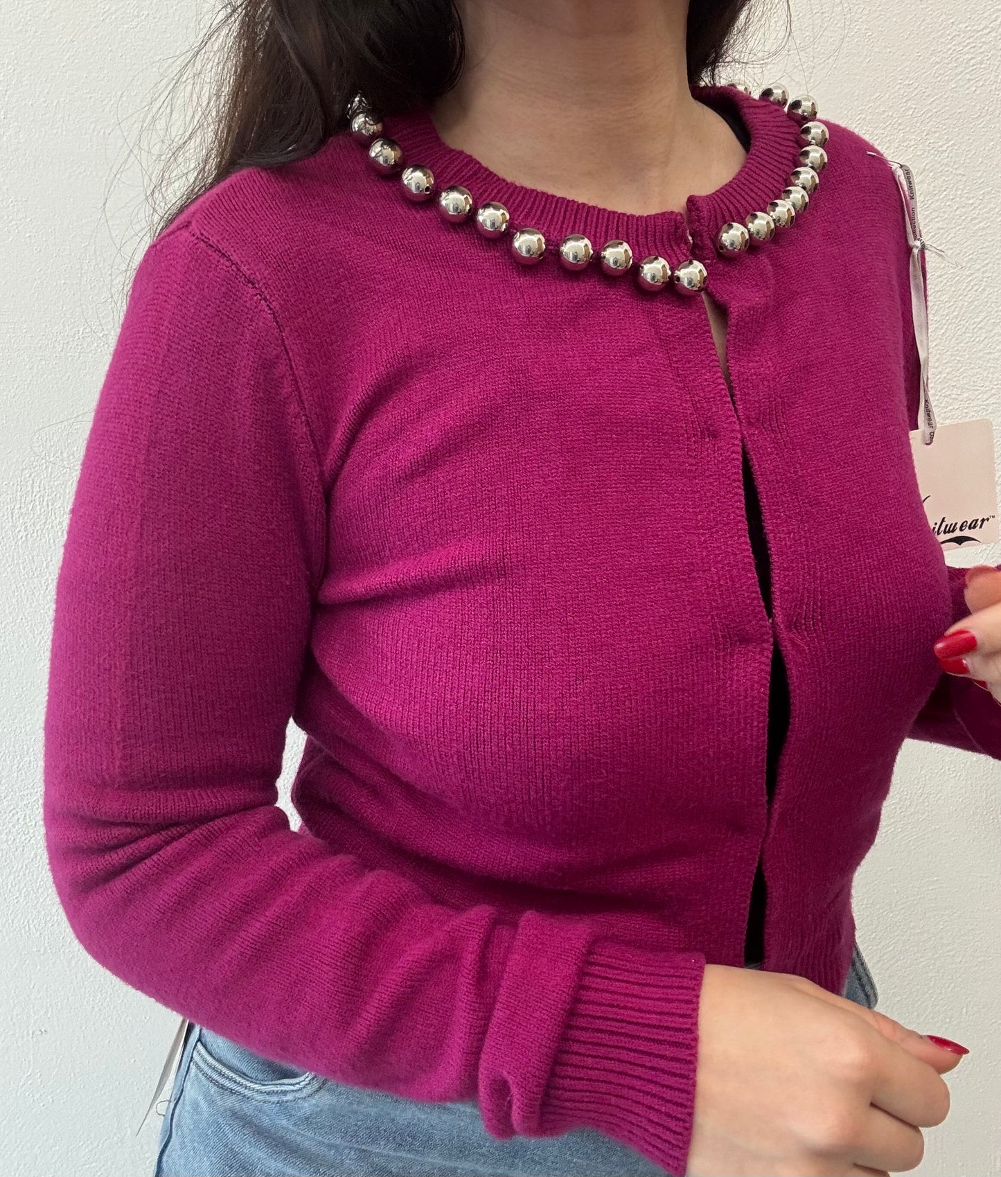 Cardigan corto perle