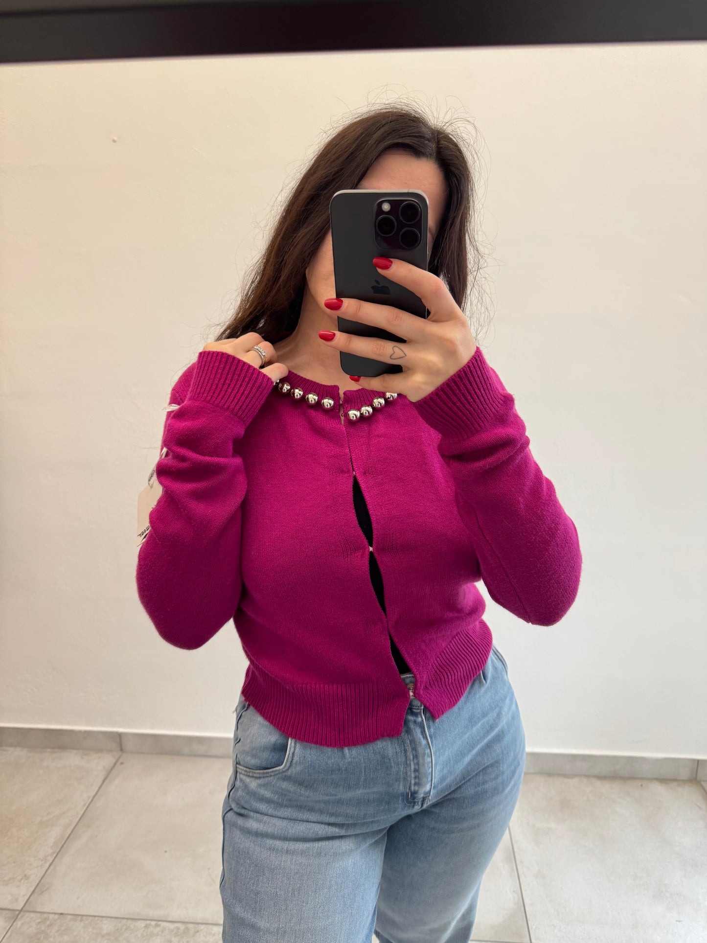 Cardigan corto perle