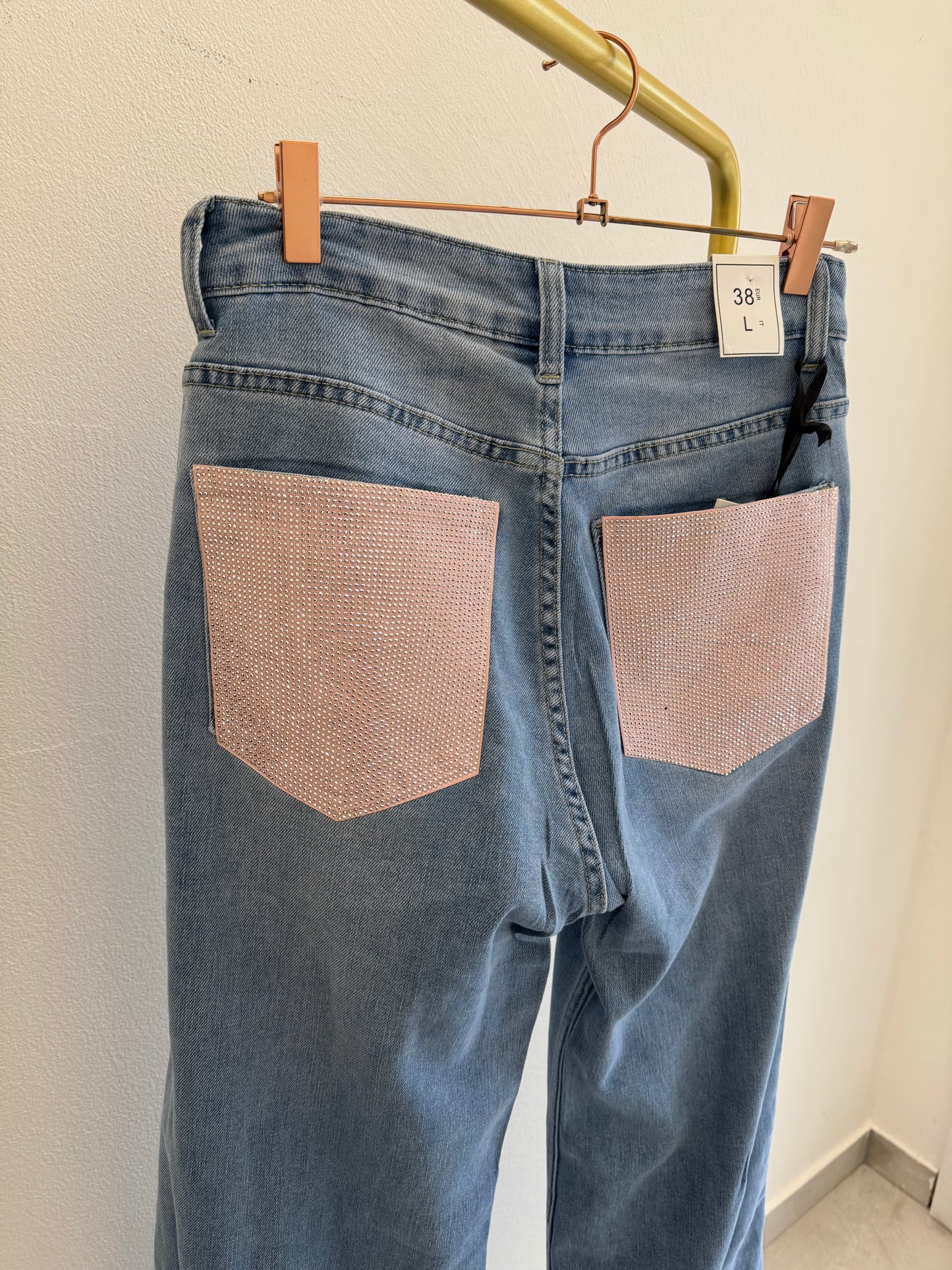 Jeans palazzo tasca strass