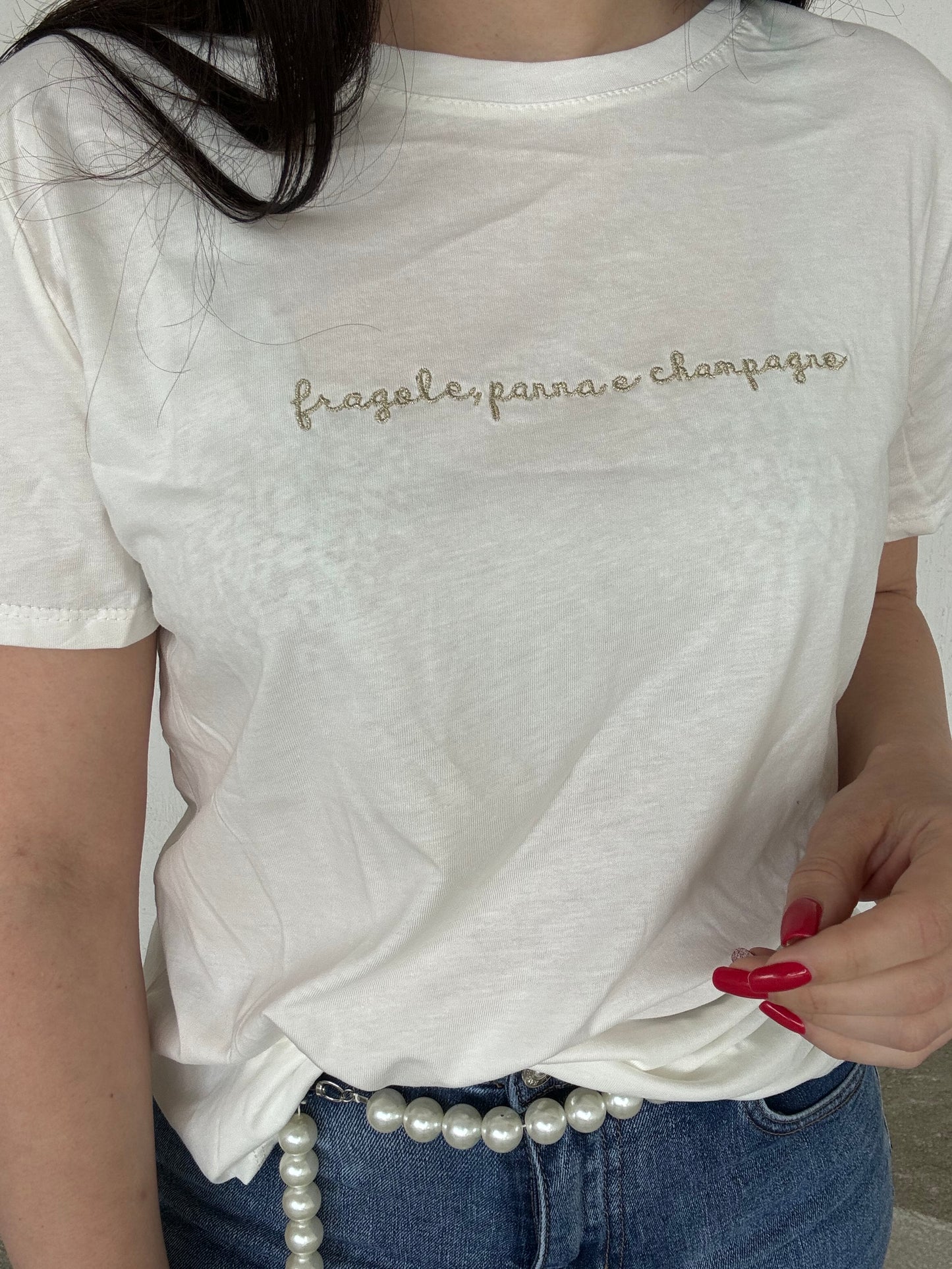 T-Shirt fragole,panna e champagne