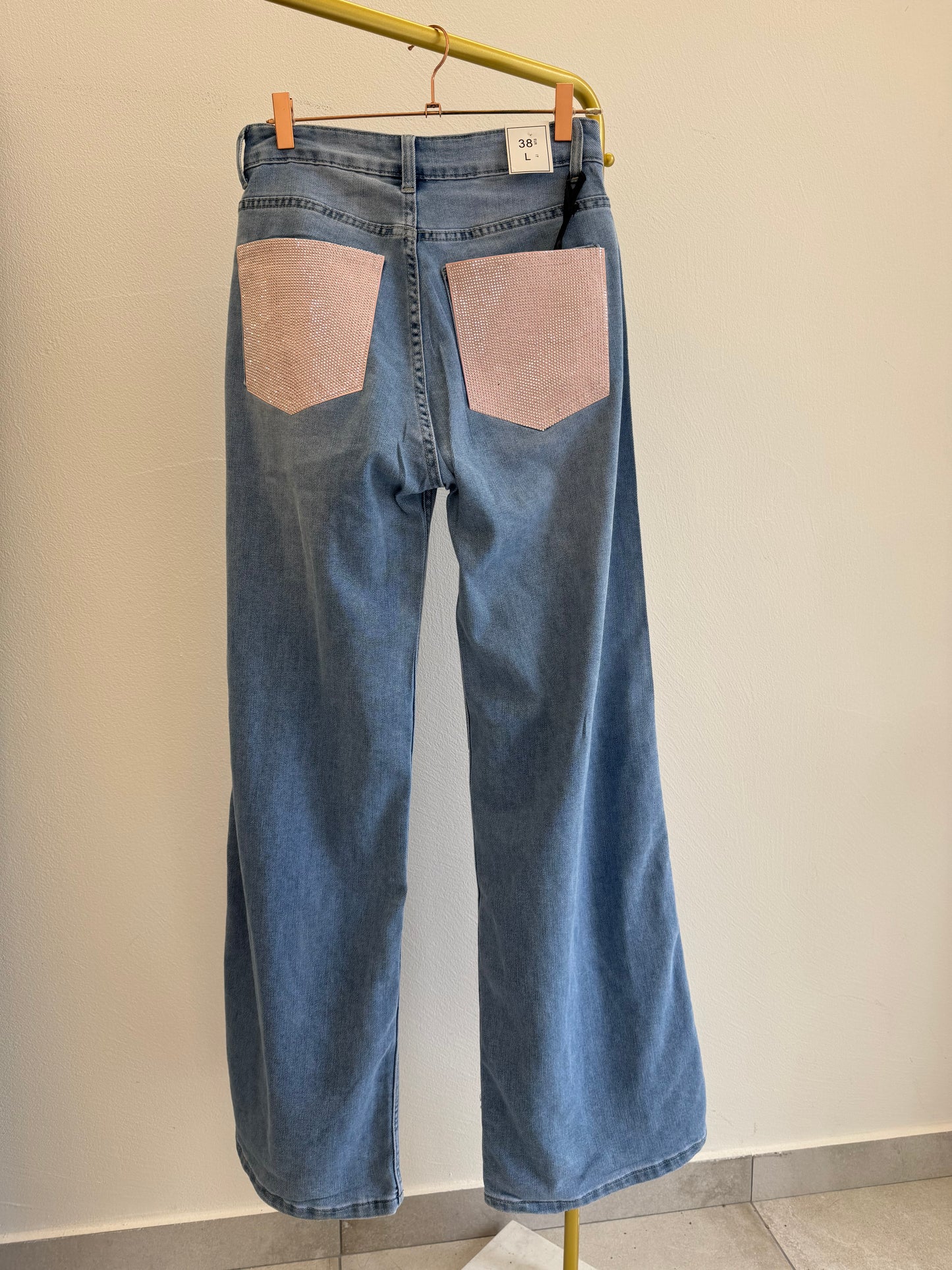 Jeans palazzo tasca strass