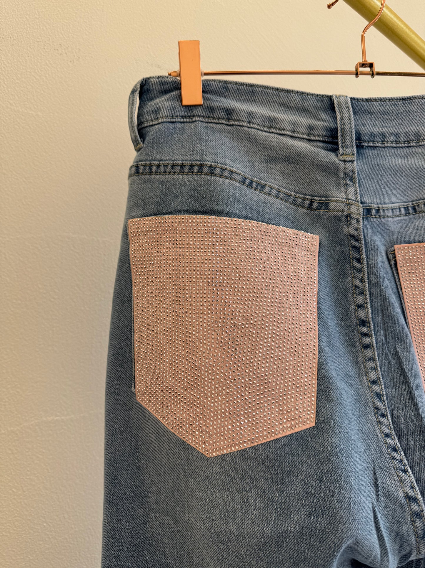 Jeans palazzo tasca strass