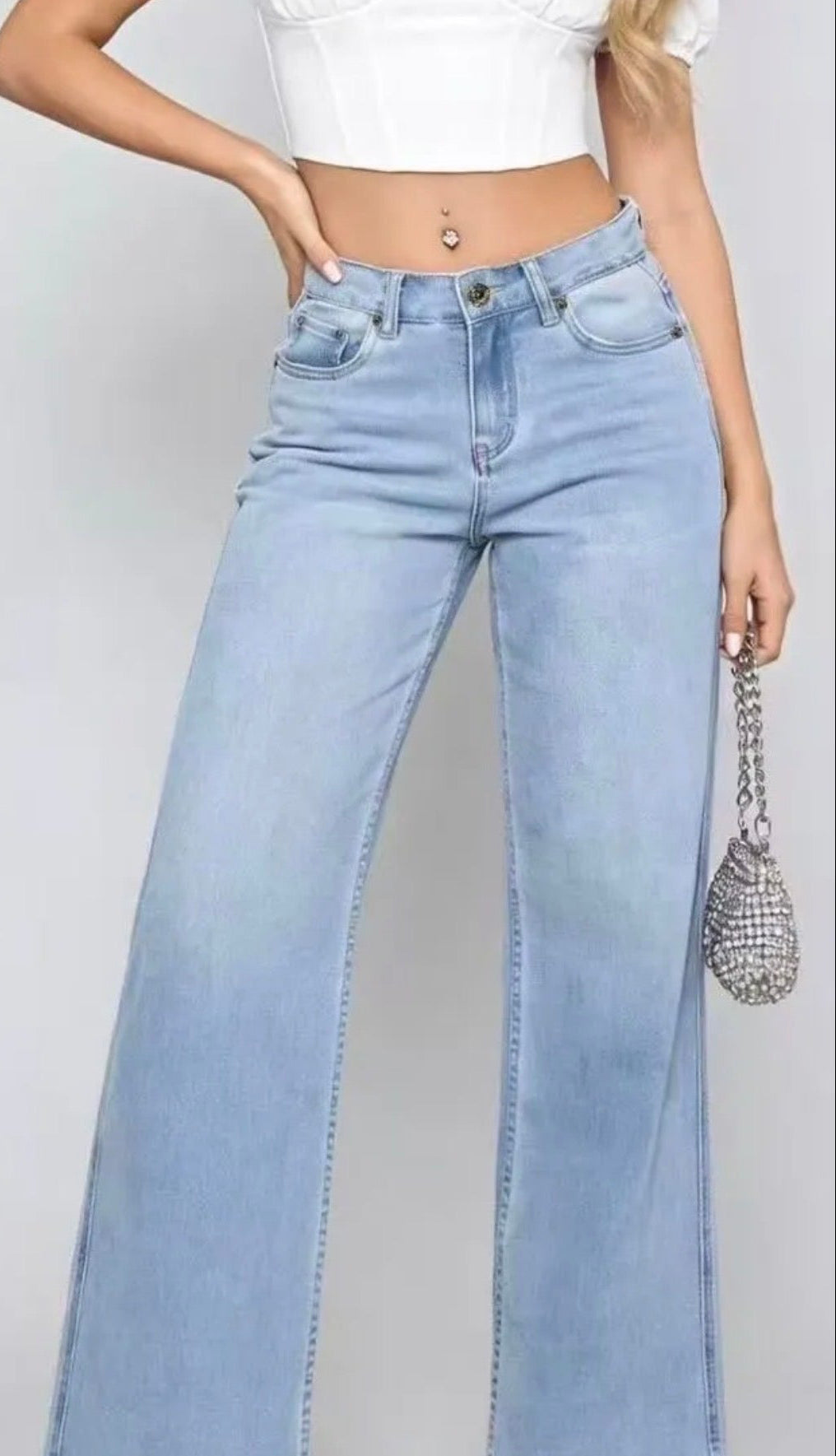 Jeans palazzo tasca strass