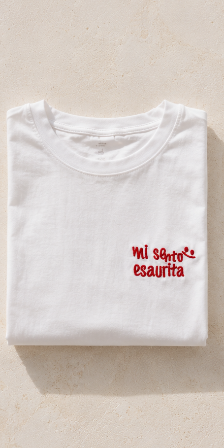 T-shirt ricamo “Mi sento esaurita”