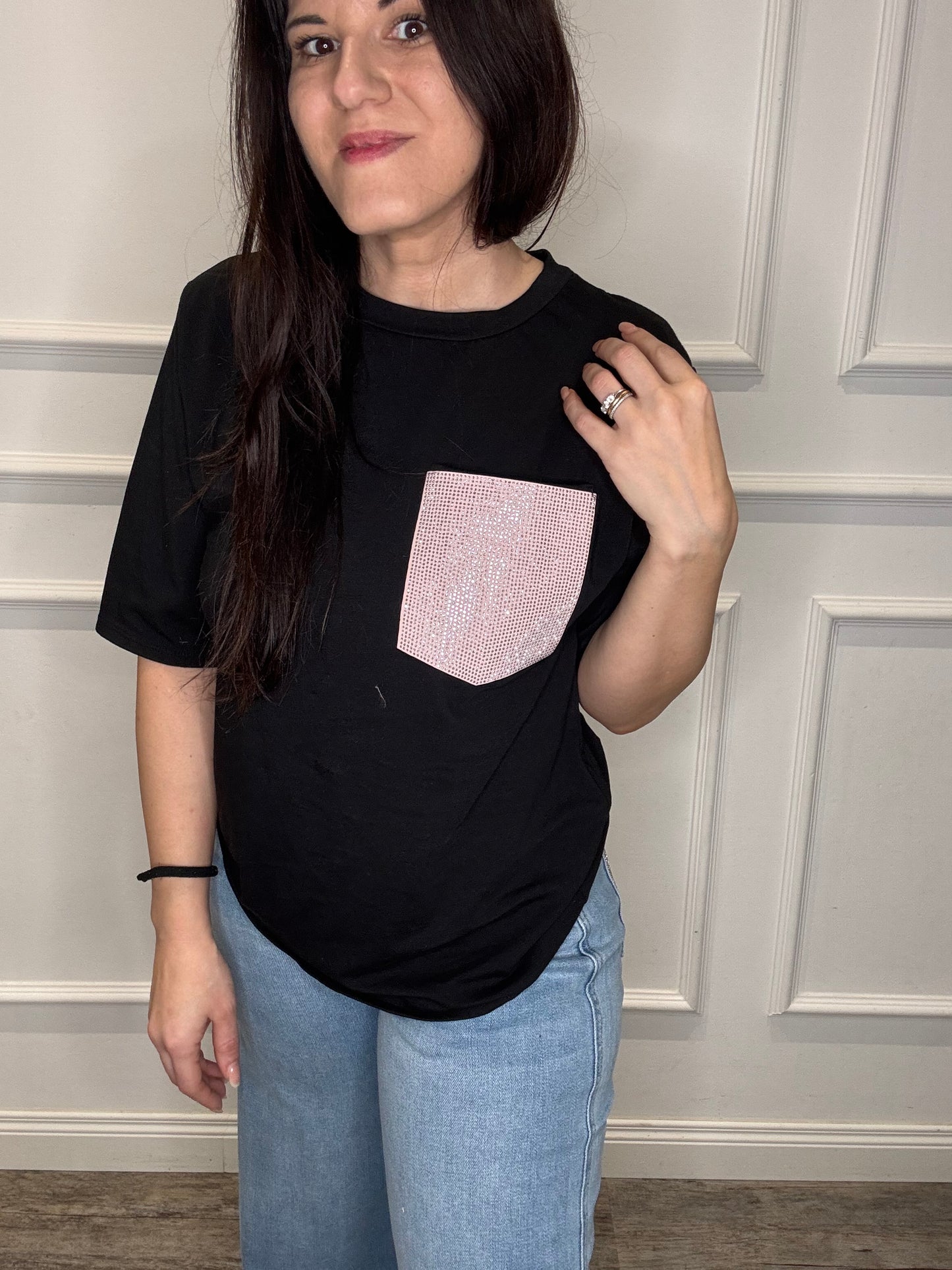 T-Shirt tasca strass