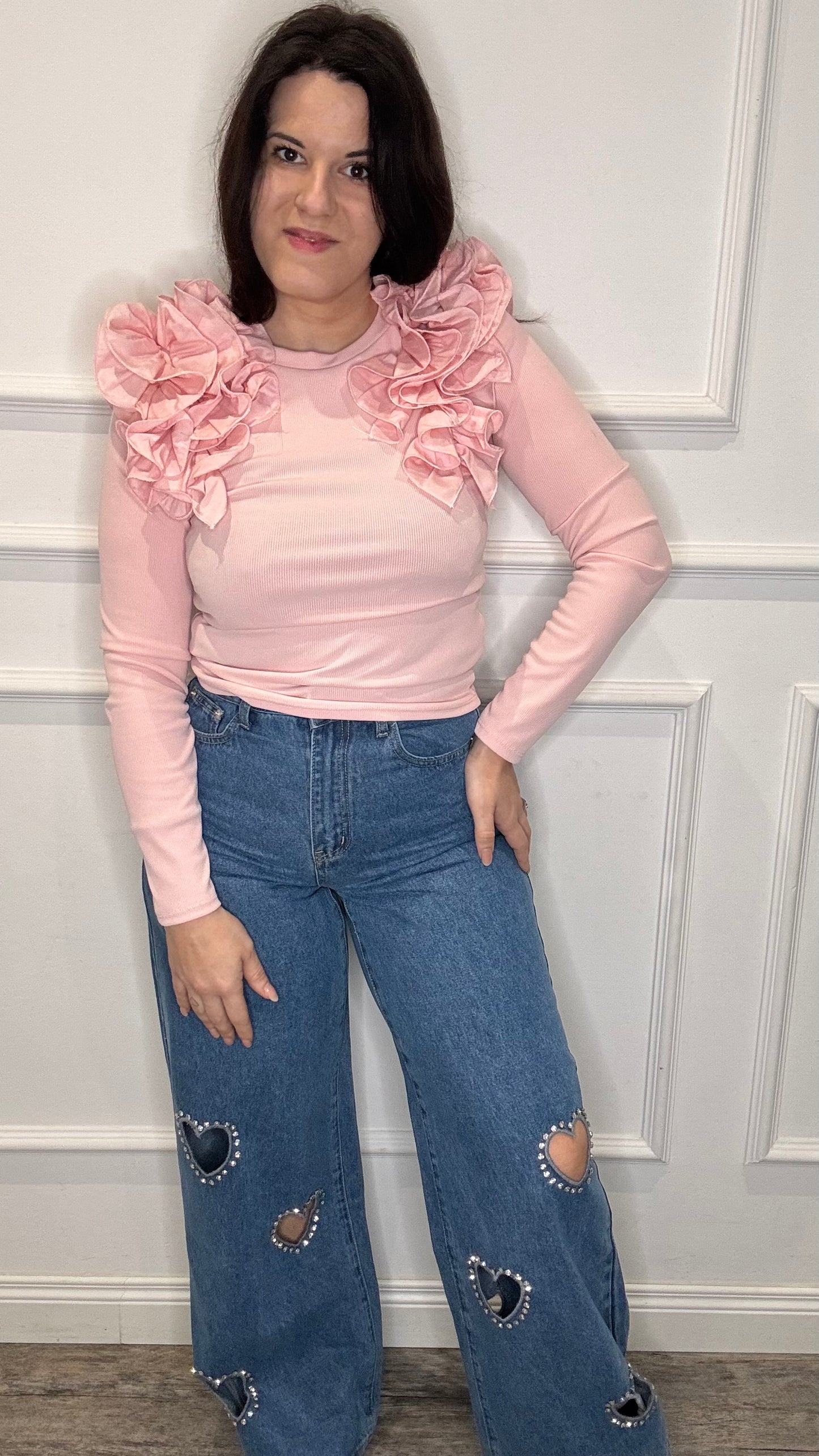 Jeans cuori e strass