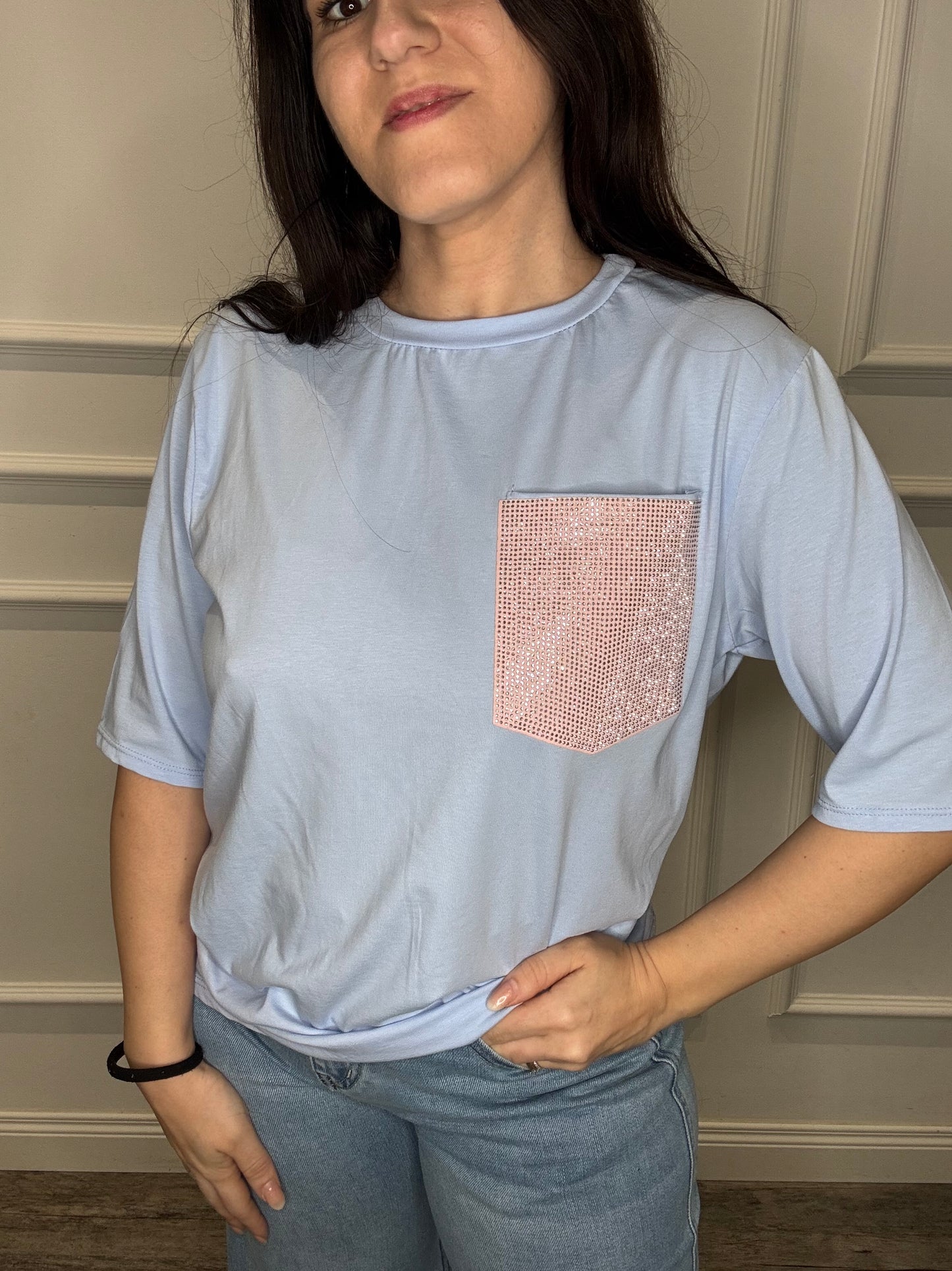 T-Shirt tasca strass