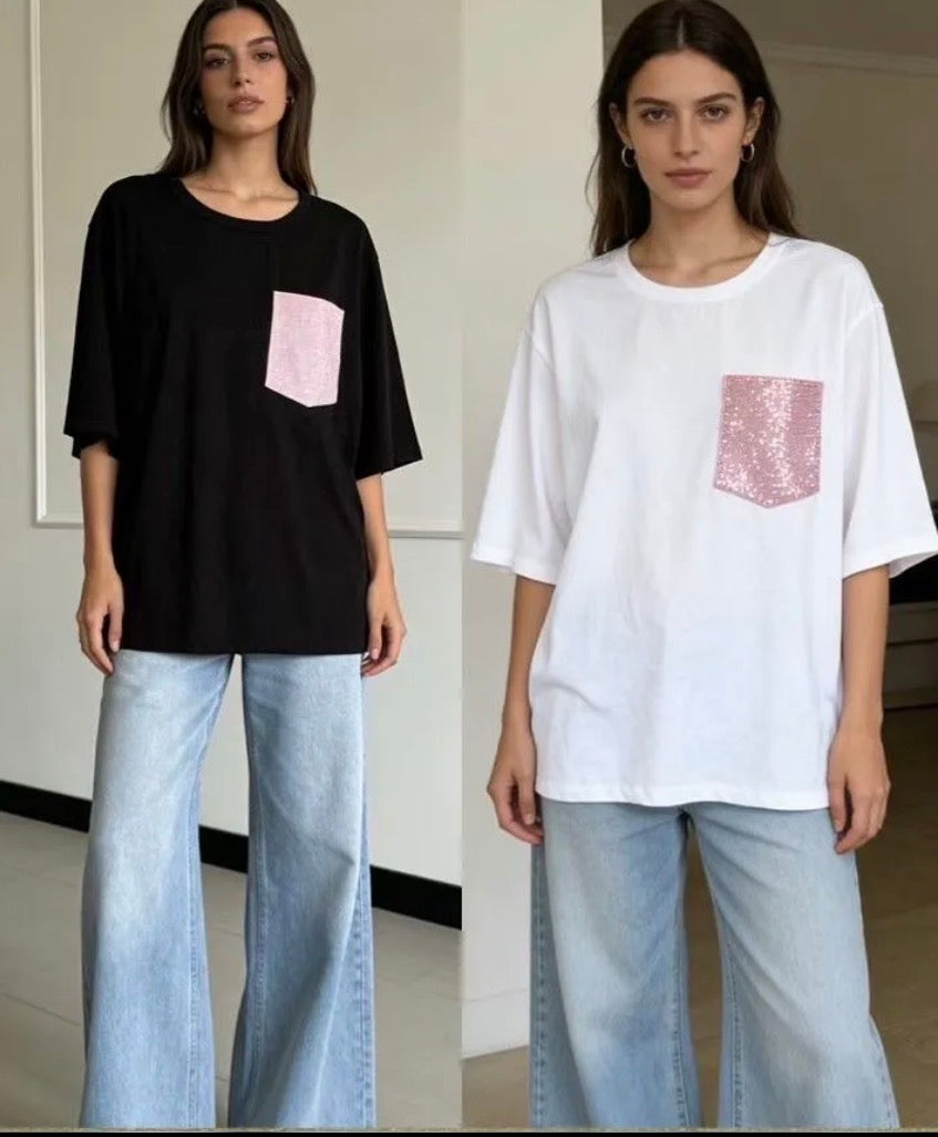 T-Shirt tasca strass