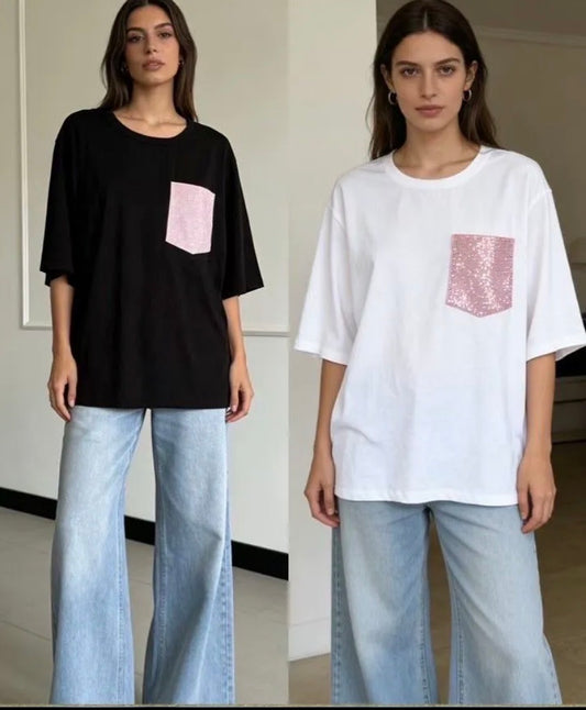 T-Shirt tasca strass
