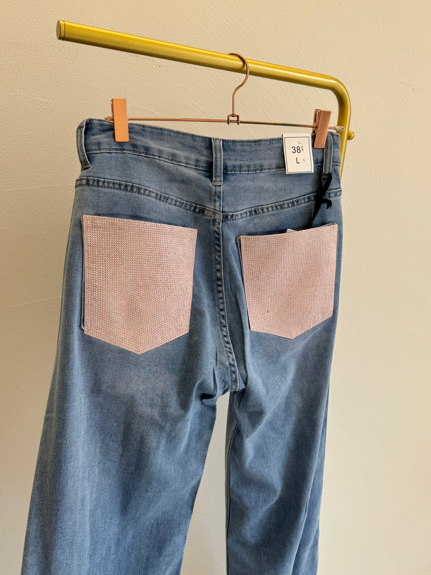 Jeans palazzo tasca strass