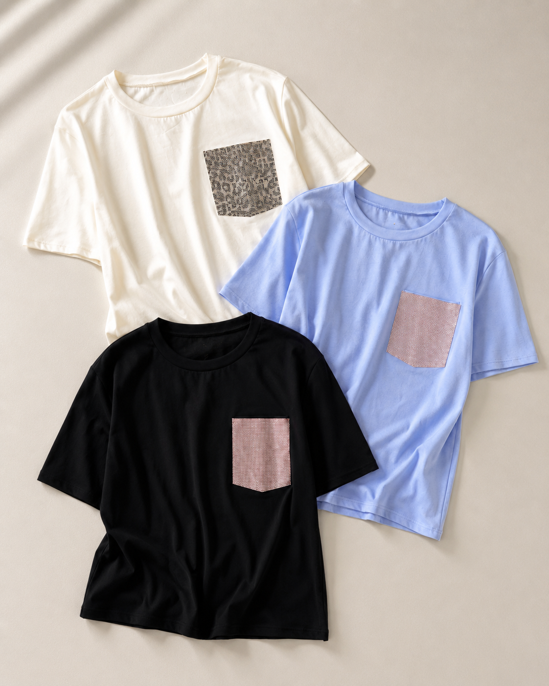 T-Shirt tasca strass