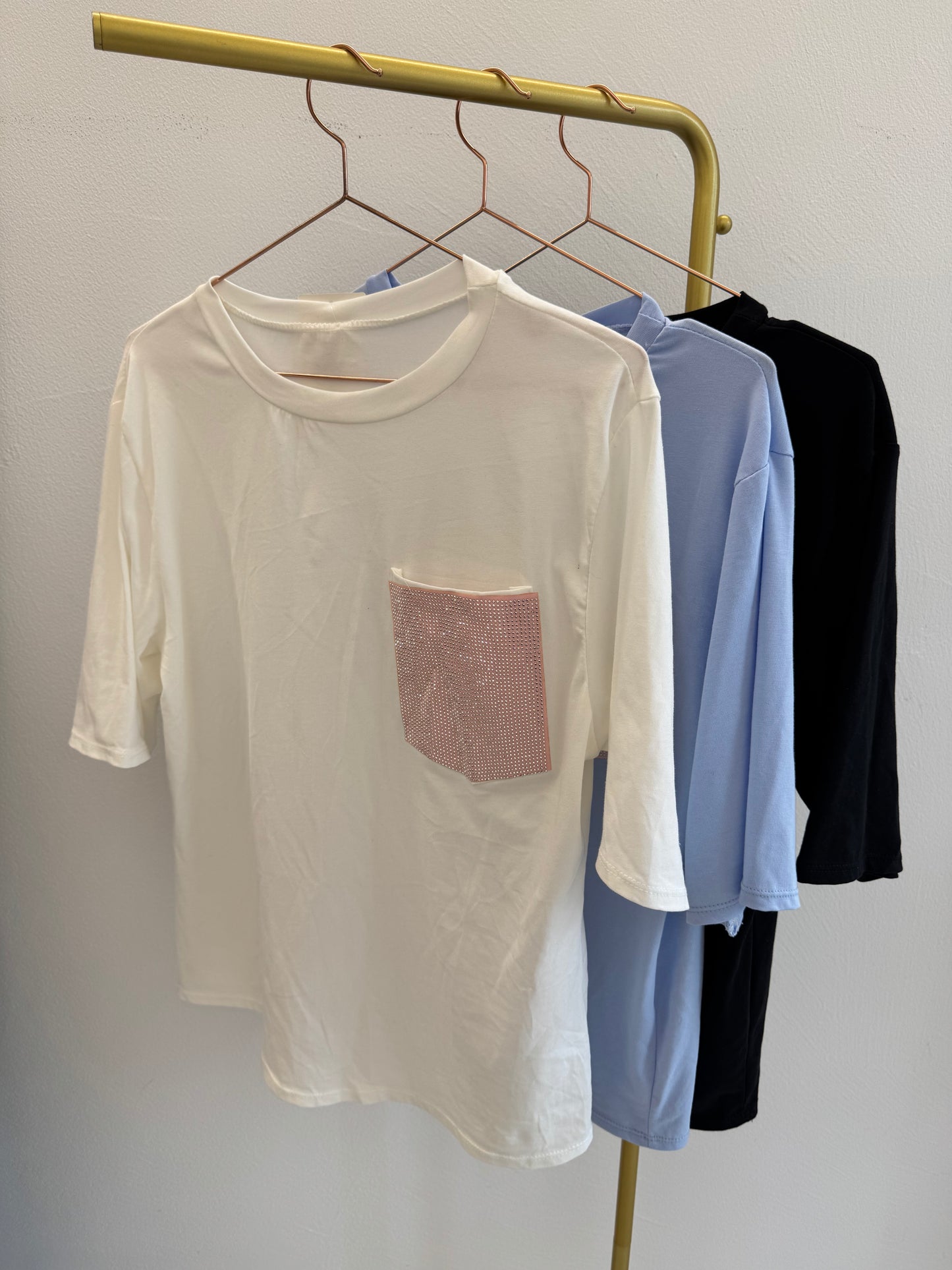 T-Shirt tasca strass